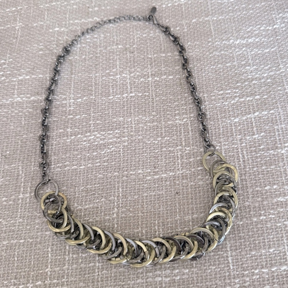 Marlyn Schiff Chain Necklace 2 tone statement piece